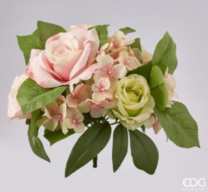 картинка Букет роз с гортензией розовый 28см