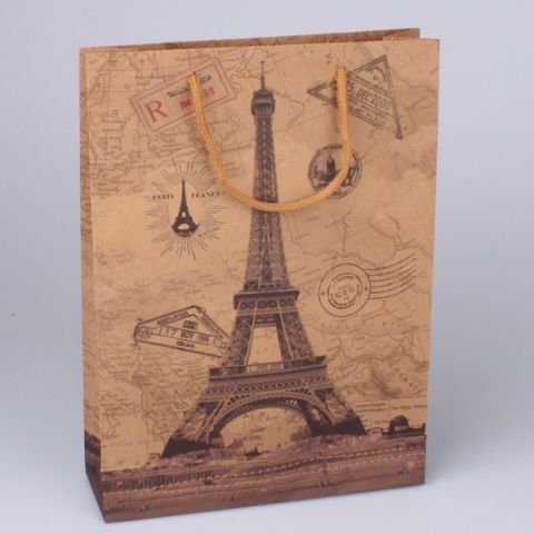 картинка Набор из 12 подарочных пакетов "Париж" 24х8х33см